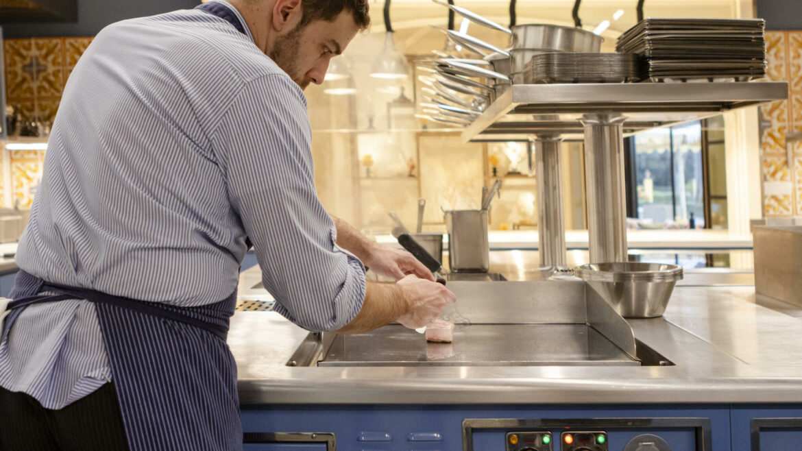 Chef cooking on Molteni appliances